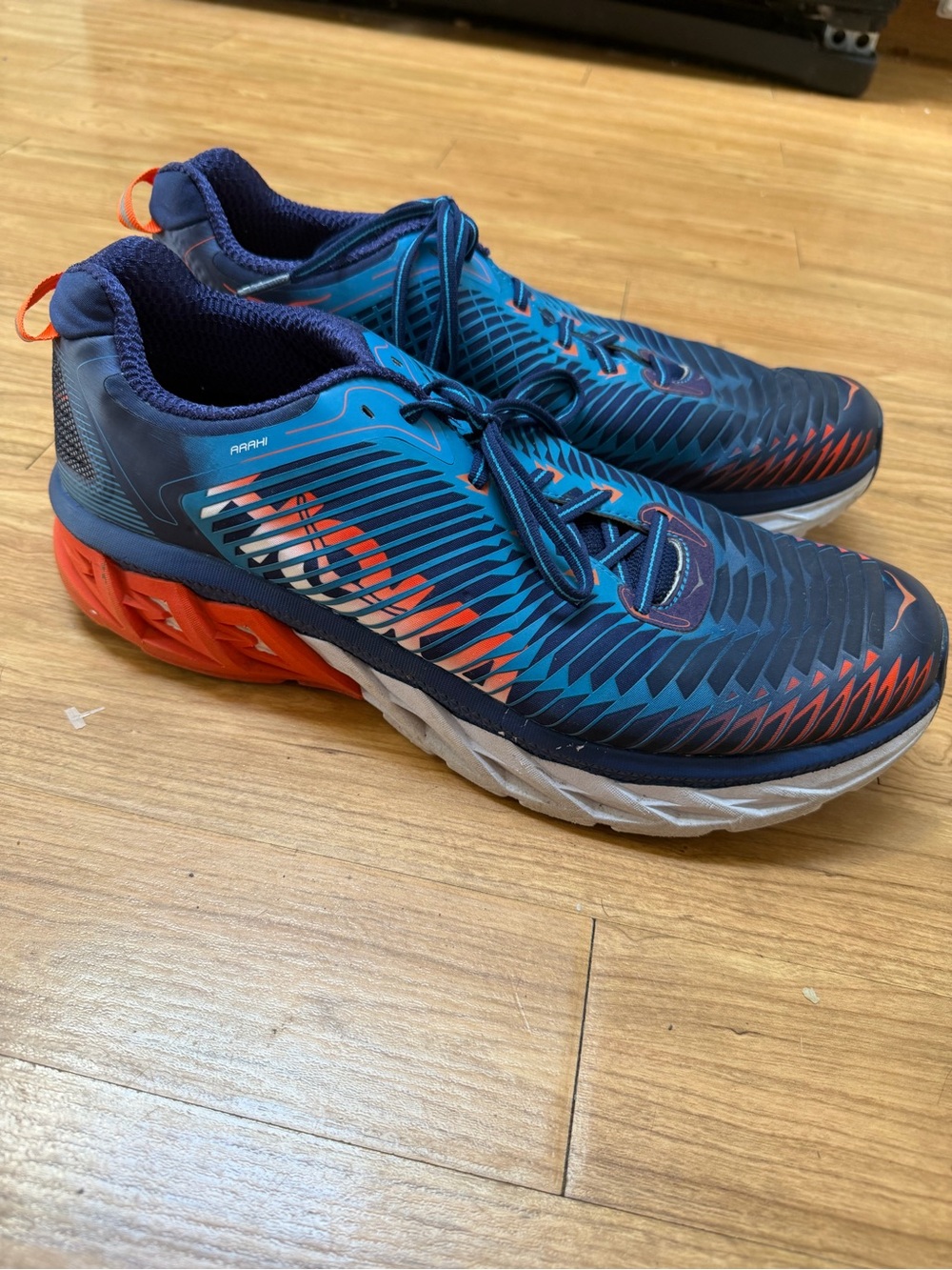 Hoka Men's Navy Teal Orange Road-Running Trainers - Picture 4 of 7